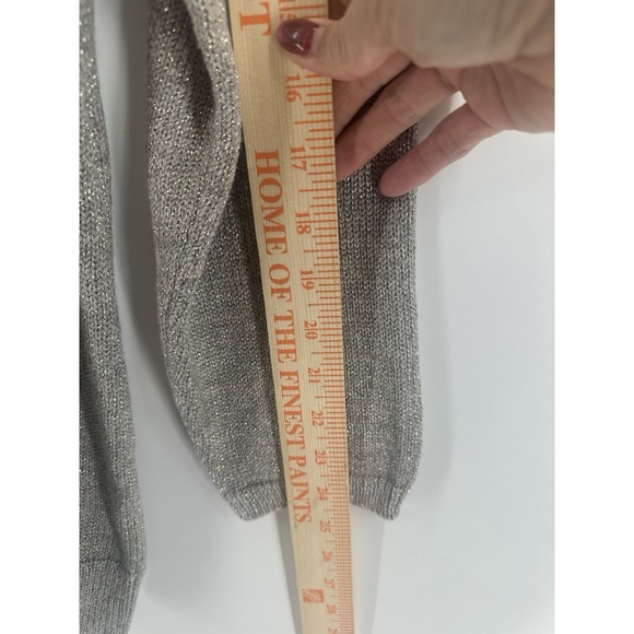 NWT J Jill Womens Sz XL Silver Metallic Zinc Knit Pullover Sweater Sparkle AA03 - Picture 7 of 8